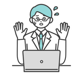 医療従事者がパソコンを操作するイラスト素材