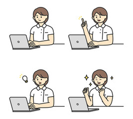 医療従事者がパソコンを操作するイラスト素材