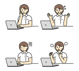 医療従事者がパソコンを操作するイラスト素材