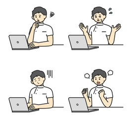 医療従事者がパソコンを操作するイラスト素材