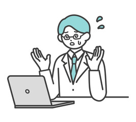 医療従事者がパソコンを操作するイラスト素材