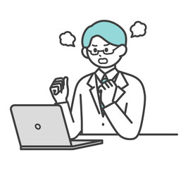 医療従事者がパソコンを操作するイラスト素材