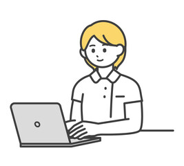 医療従事者がパソコンを操作するイラスト素材