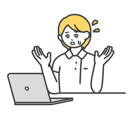 医療従事者がパソコンを操作するイラスト素材