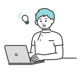 医療従事者がパソコンを操作するイラスト素材