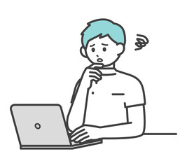 医療従事者がパソコンを操作するイラスト素材