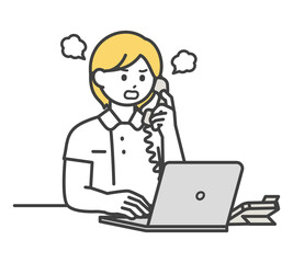 医療従事者が電話対応するイラスト素材