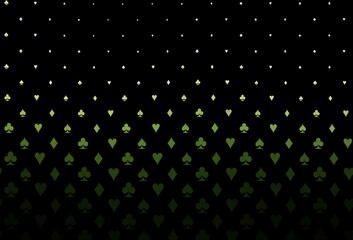 Dark green vector pattern with symbol of cards.