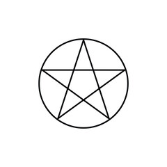 black pentagram in a circle basic simple shape isolated on white background