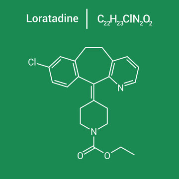 chemical structure of Loratadine (C22H23ClN2O2)