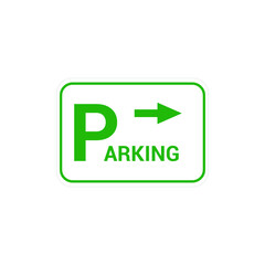 green parking sign right arrow. traffic sign