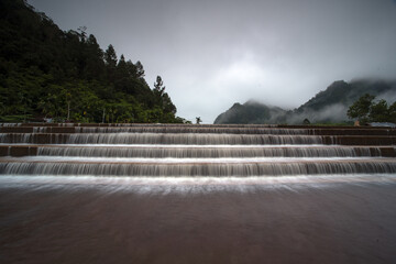 River water with waterfall waves