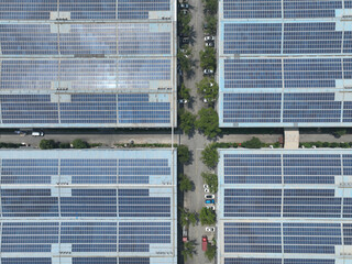 solar panels on factory rooftop