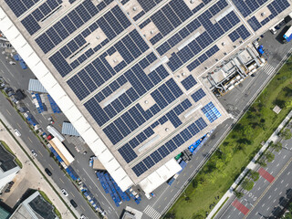 solar panels on factory rooftop