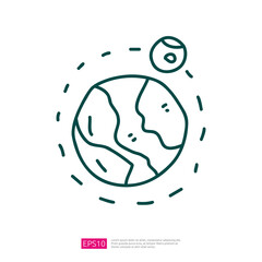 Earth and Moon Orbit Doodle icon