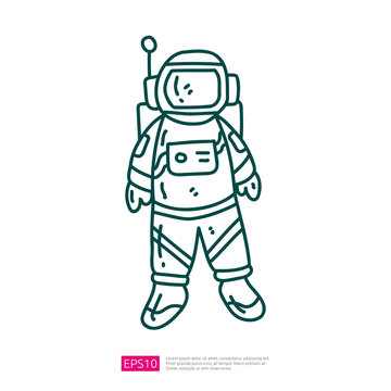 Hand Drawn Astronaut Doodle icon