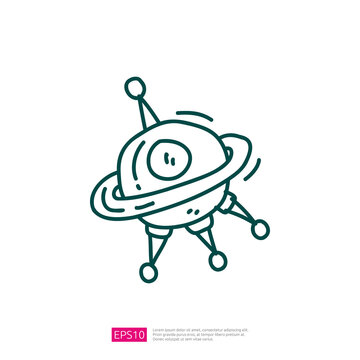 UFO Space Ship doodle Icon