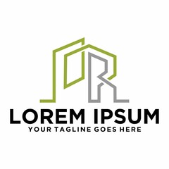 Abstract Skyline City Initial P R logo