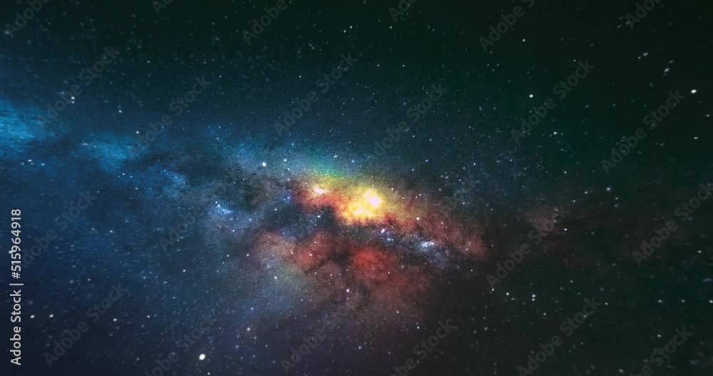 Wall mural 3d universe loop background sci-fi flying in space galaxy stars and gas cloud nebulas 4k