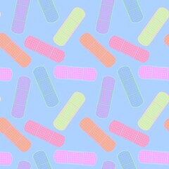 Medicine plaster seamless cartoon patch pattern for clothes print and wrapping paper and drugstore and kids