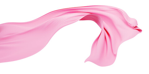 Pink fabric flying in the wind isolated on white background 3D render