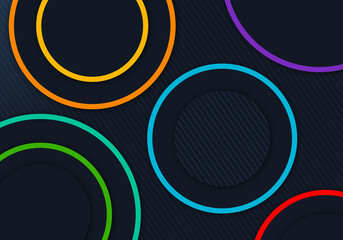 3D Circle Dynamic Shape Dimension Layers Geometric Background with Colorful Line