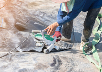 Automatic hot-wedge welding patch canvas.