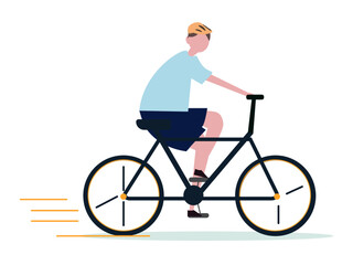 Naklejka premium 自転車に乗る男の子 漕ぐ サイクリング 乗る 運動 ベクターイラスト