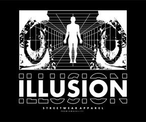 Pixel Illusion retro poster and graphic design for t shirt street wear	