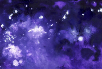Abstract background from stains and streaks of paint. Storm, universe, space. Digital art with mixed media texture - watercolour, gouache. Backdrop for packaging, scrapbooking, textiles, decoupage pap