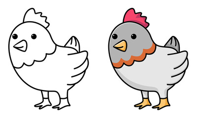 Cute chicken coloring page for kids