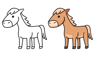 Cute horse coloring page for kids