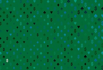 Dark blue, green vector texture with playing cards.