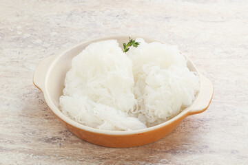 Glass asian noodles in the bowl