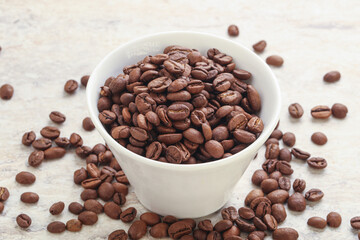 Roasted coffee bean in the bowl