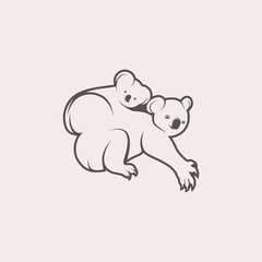 Koala line art logo illustration vector template