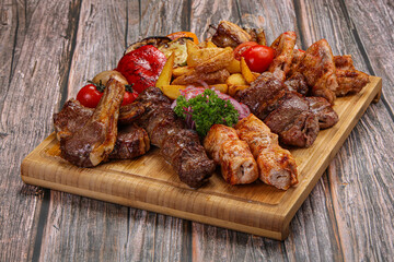 Shashlik mix plate with beef, lamb, chicken