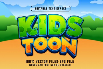 kids toon 3d cartoon text effect premium vectors - obrazy, fototapety, plakaty