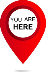 Marker and pointer icon. Iocation indicator. You are here sign icon mark location pointer pin. Destination or location point concept. Vector illustration