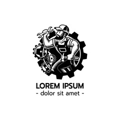 Mechanic Logo Character Vector Illustration