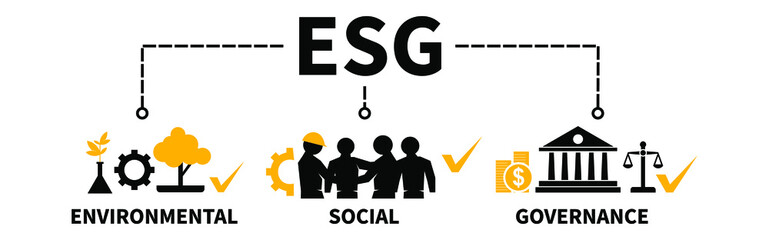 ESG Banner Web Vector Illustration Sustainable and Ethical Business Concept for Environmental Social Governance with icon