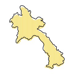 Stylized simple outline map of Laos icon.