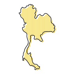 Obraz premium Stylized simple outline map of Thailand icon