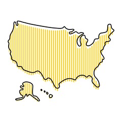 Stylized simple outline map of USA icon.