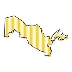 Stylized simple outline map of Uzbekistan icon.