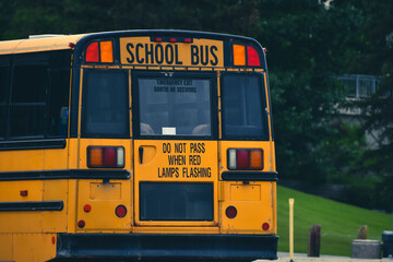 Camión escolar parte trasera del autobús