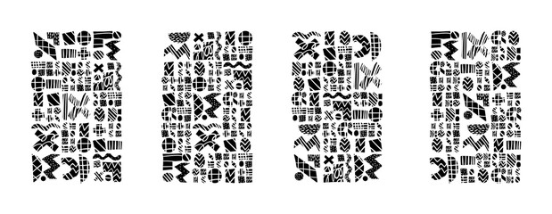 Fototapeta premium Vector geometric black and white abstract set of posters