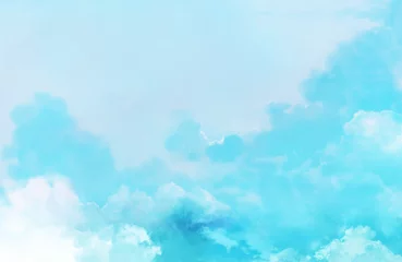 Gordijnen Turquoise zomer hemel landschap illustratie © gelatin