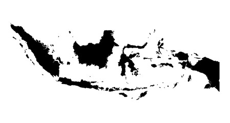 A simple Indonesia map in black color on a white background.