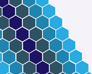 Abstract background. Diagonal gradient-blue hexagons with white color background.